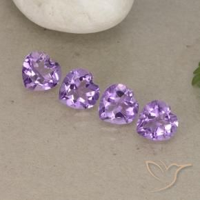 2.80 ctw Violet Amethyst Stones, Natural Amethyst in Heart Facet Shape for Sale