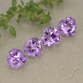 3.04 ctw Violet Amethyst Stones, Natural Amethyst in Heart Facet Shape for Sale