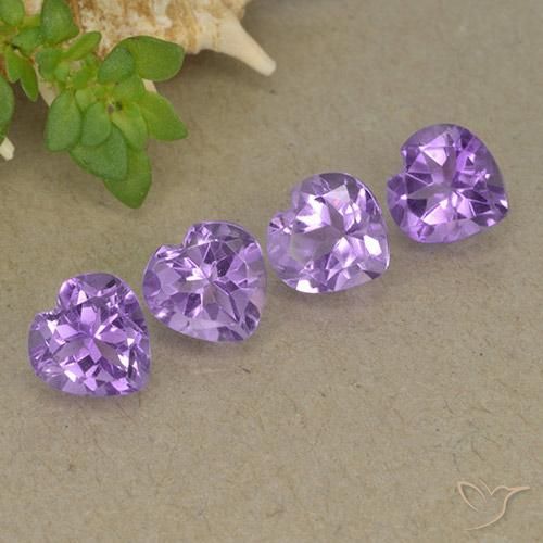 3.12 ctw Violet Amethyst Stones, Natural Amethyst in Heart Facet Shape for Sale