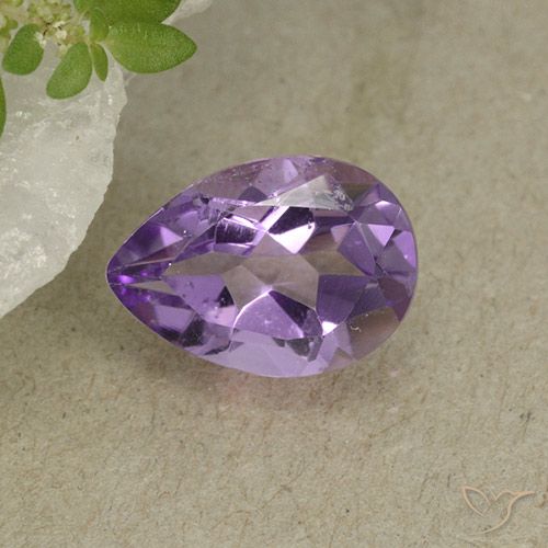 Medium Violet Amethyst Edelstein - 1.6ct Birnen Schliff (ID: 498870)