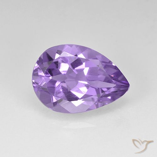 4.58ct Natural Medium Violet Amethyst, Pear Shape, VVS-VS