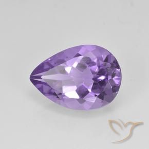 4.58 ct Violet Amethyst Stone, Natural Amethyst in Pear Facet Shape for Sale