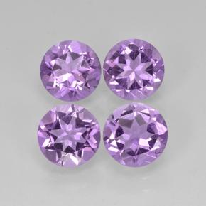 Розовато-фиолетовый Аметист Камень - 1.2ct Круглая Фасетная Огранка (ID: 503815)