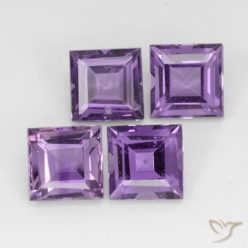 4.53 ctw Violet Amethyst Stones, Natural Amethyst in Square Step-Cut Shape for Sale