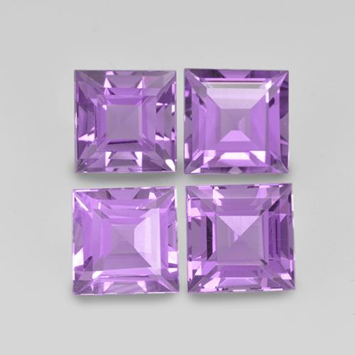 Violeta rosáceo medio Amatista Gema - 1.2ct Corte cuadrado step (ID: 504642)