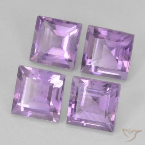 4.65 ctw Violet Amethyst Stones, Natural Amethyst in Square Facet Shape for Sale