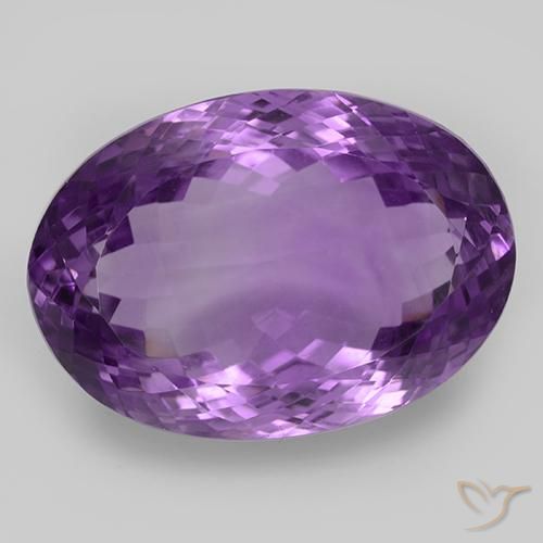 25.3 x 18.1mm Oval Violet Amethyst from Brazil, Weight of 47.3ct, Natural untreated Gemstone in IF Clarity, 1pc Oval Portuguese-cut Amethyst - Color: Medium-dark Violet, Mohs Hardness of 7 suitable for daily wear jewelry, Year of the Dragon Gemstone, Photo A