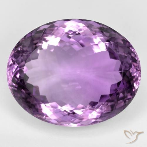 26.5 x 21.2mm Oval Portuguese-cut Violet Amethyst from Brazil, Weight of 46.71ct, Natural untreated gemstone in IF Clarity, 1pc Amethyst - the Color is Purplish Violet, Mohs Hardness of 7 suitable for daily wear jewelry, Stone of the Mind, Photo A