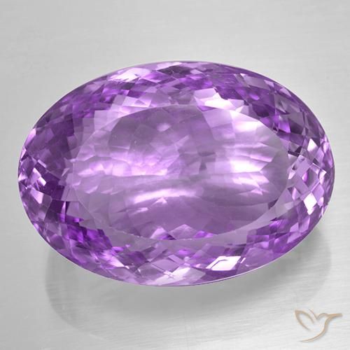 52.67ct Oval Portuguese-cut Violet Amethyst from Brazil, Dimension 27.5 x 19.4mm, IF Clarity, Natural untreated gemstone, 1pc Amethyst in Pinkish Violet Color, Mohs Hardness of 7 suitable for daily wear jewelry, February Birthstone, Photo A