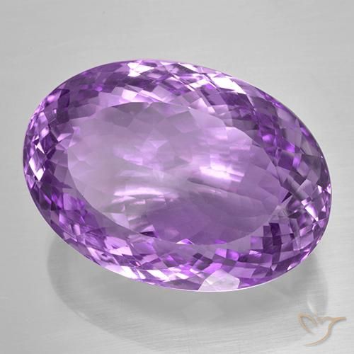 52.67 ct Violet Amethyst Stone, Natural Amethyst in Oval Portuguese-Cut Shape for Sale