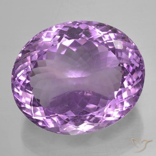 24.5 x 20.5mm Oval Violet Amethyst from Brazil, Weight of 44.98ct, Natural untreated Gemstone in VVS Clarity, 1pc Oval Portuguese-cut Amethyst - Color: Purplish Violet, Mohs Hardness of 7 suitable for daily wear jewelry, Unblocks Crown Chakra, Photo A