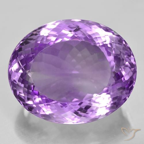 24.8 x 20.2mm Oval Violet Amethyst from Brazil, Weight of 44.51ct, Natural untreated Gemstone in VVS Clarity, 1pc Oval Portuguese-cut Amethyst - Color: Medium Purplish Violet, Mohs Hardness of 7 suitable for daily wear jewelry, Unblocks Crown Chakra, Photo A