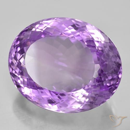 44.51 ct Violet Amethyst Stone, Natural Amethyst in Oval Portuguese-Cut Shape for Sale