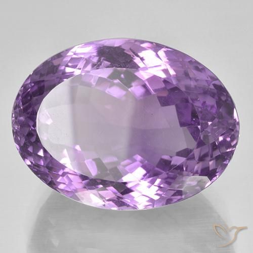 39.04 ct Violet Amethyst Stone, Natural Amethyst in Oval Portuguese-Cut Shape for Sale