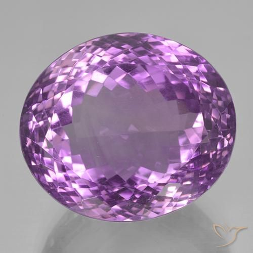 22.3 x 19.3mm Oval Portuguese-cut Violet Amethyst from Brazil, Weight of 47.87ct, Natural untreated gemstone in IF Clarity, 1pc Amethyst - the Color is Deep Purplish Violet, Mohs Hardness of 7 suitable for daily wear jewelry, Wednesday Gemstone, Photo A