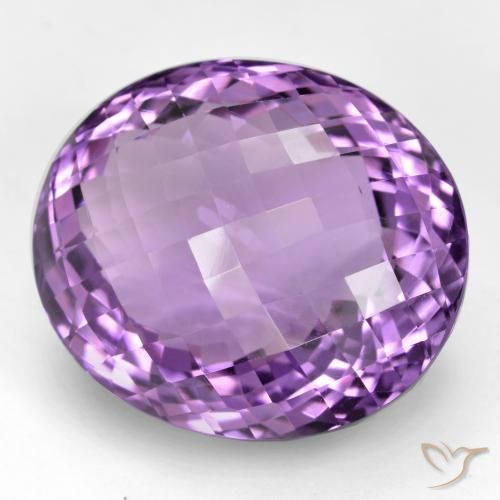 52.00 ct Violet Amethyst Stone, Natural Amethyst in Oval Checkerboard Shape for Sale
