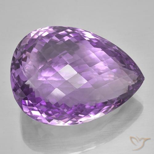 53.48 ct Violet Amethyst Stone, Natural Amethyst in Pear Checkerboard Shape for Sale