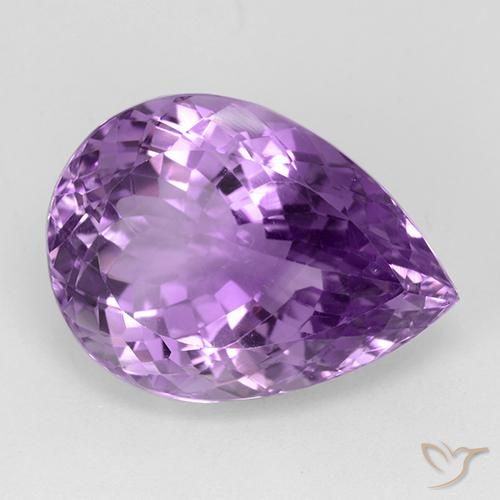 22.9 x 16.6mm Pear Facet Violet Amethyst from Brazil, Weight of 28.56ct, Natural untreated Gemstone in IF Clarity, 1pc Amethyst - Color: Pinkish Violet, Mohs Hardness of 7 suitable for daily wear jewelry, Year of the Dragon Gemstone, Photo A