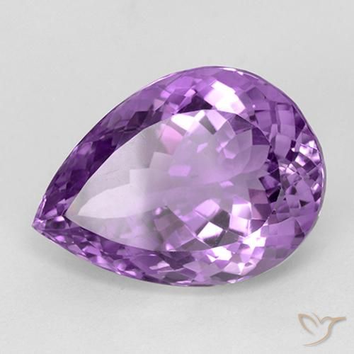 28.56 ct Violet Amethyst Stone, Natural Amethyst in Pear Facet Shape for Sale