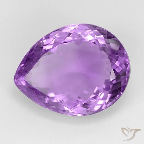 21.49 ct Violet Amethyst Stone, Natural Amethyst in Pear Facet Shape for Sale