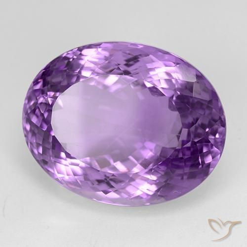 31.21 ct Violet Amethyst Stone, Natural Amethyst in Oval Portuguese-Cut Shape for Sale