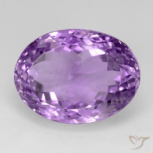 21.9 x 16.4mm Oval Violet Amethyst from Brazil, Weight of 33.57ct, Natural untreated Gemstone in IF Clarity, 1pc Oval Facet Amethyst - Color: Purplish Violet, Mohs Hardness of 7 suitable for daily wear jewelry, Year of the Dragon Gemstone, Photo A