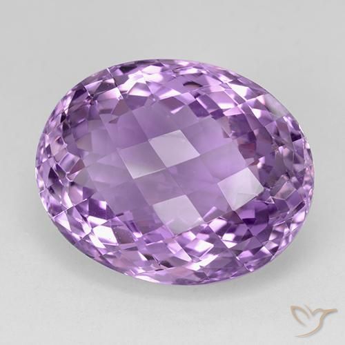 26.60 ct Violet Amethyst Stone, Natural Amethyst in Oval Checkerboard Shape for Sale
