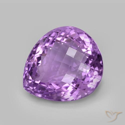 36.79 ct Violet Amethyst Stone, Natural Amethyst in Pear Checkerboard Shape for Sale