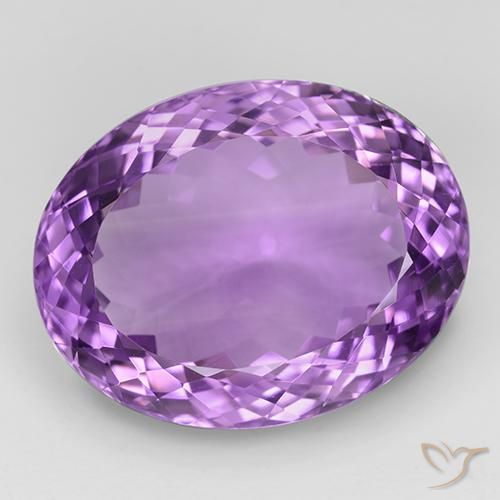 23.9 x 18.7mm Oval Portuguese-cut Violet Amethyst from Brazil, Weight of 35.44ct, Natural untreated Gemstone in IF Clarity, 1pc Amethyst - Color: Medium Purplish Violet, Mohs Hardness of 7 suitable for daily wear jewelry, Stone of the Mind, Photo A