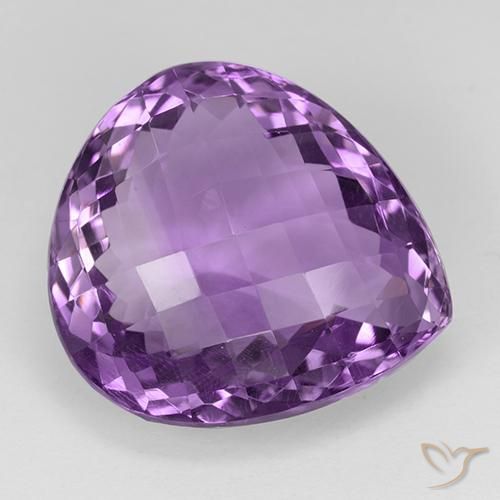 27.20 ct Violet Amethyst Stone, Natural Amethyst in Pear Checkerboard Shape for Sale