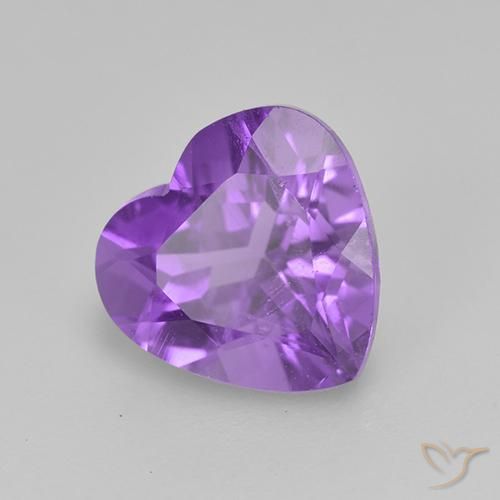 1.77 ct Violet Amethyst Stone, Natural Amethyst in Heart Facet Shape for Sale
