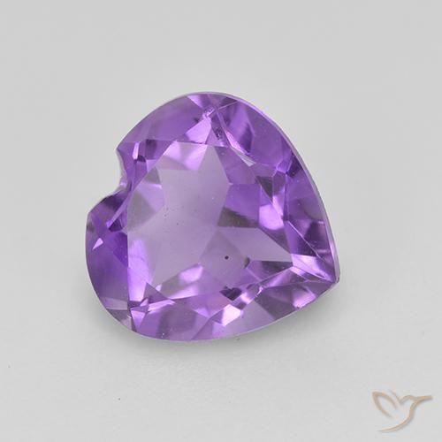 1.57 ct Violet Amethyst Stone, Natural Amethyst in Heart Facet Shape for Sale