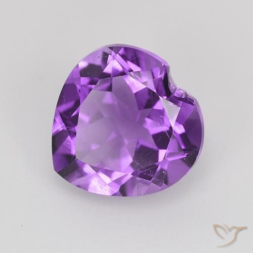 1.44 ct Violet Amethyst Stone, Natural Amethyst in Heart Facet Shape for Sale