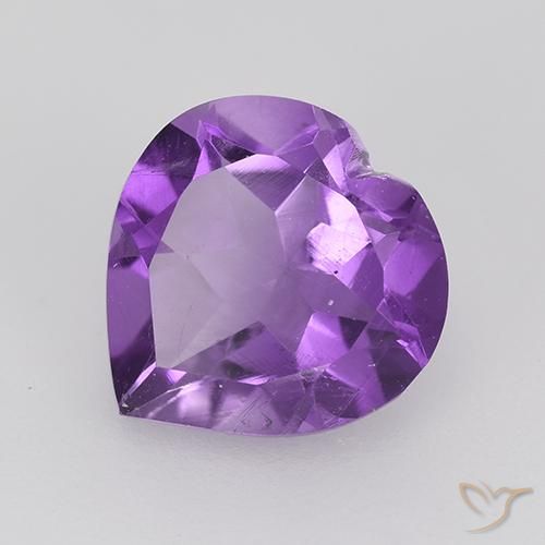 1.55 ct Violet Amethyst Stone, Natural Amethyst in Heart Facet Shape for Sale