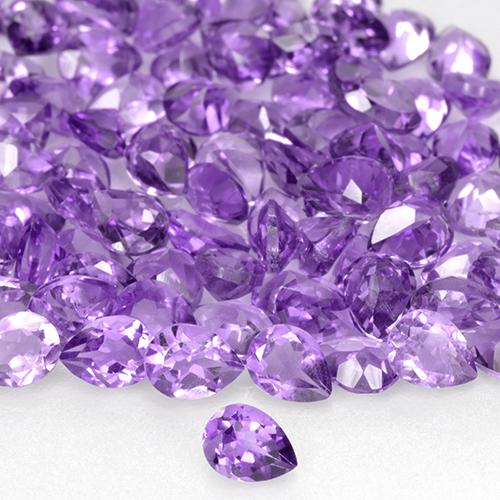 4 x 3mm Pear Violet Amethyst - Weight avg. 0.14ct each, 4 x 3mm Amethyst selling By Piece, Medium Violet Color in VS Clarity, Natural untreated Gemstone, Mohs Hardness 7 suitable for daily wear jewelry, Pisces Zodiac Stone, Photo A