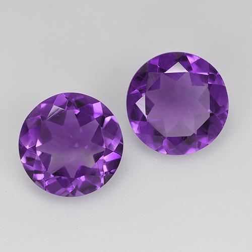 Medium-Dark Violet Amethyst Gem - 1.3ct Round Facet (ID: 517769)