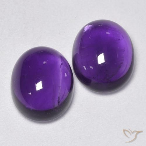 5.64 ctw Violet Amethyst Stones, Natural Amethyst in Oval Cabochon Shape for Sale