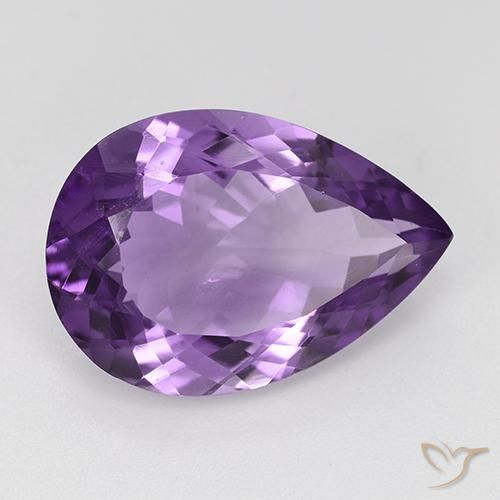 8.55 ct Violet Amethyst Stone, Natural Amethyst in Pear Facet Shape for Sale