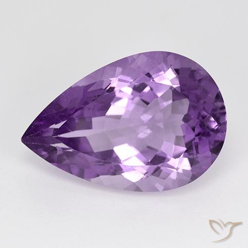 18.8 x 12.6mm Pear Facet Violet Amethyst from Brazil, Weight of 9.51ct, Natural untreated Gemstone in VVS-VS Clarity, 1pc Amethyst - Color: Eggplant Violet, Mohs Hardness of 7 suitable for daily wear jewelry, Pisces Zodiac Stone, Photo A