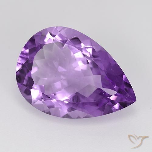 8.73 ct Violet Amethyst Stone, Natural Amethyst in Pear Facet Shape for Sale