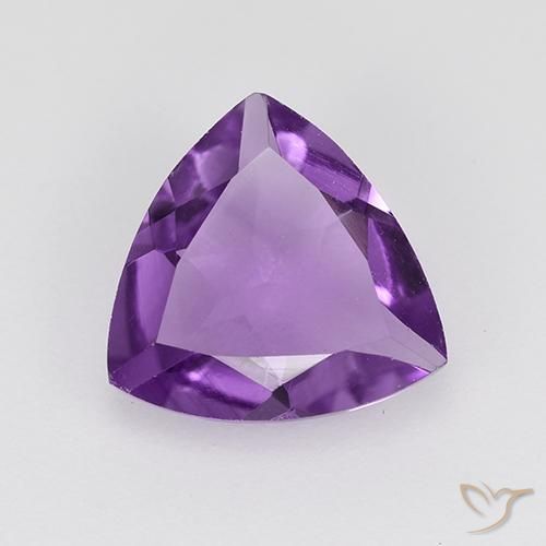 Medium-Dark Purplish Violet Amethyst Gem - 1.4ct Trillion Facet (ID: 521482)