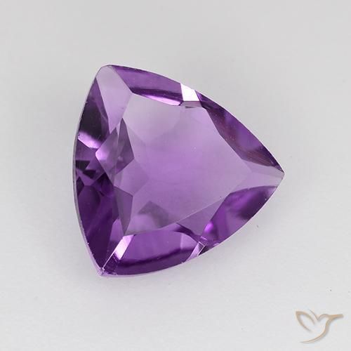 1.36 ct Violet Amethyst Stone, Natural Amethyst in Trillion Facet Shape for Sale