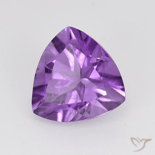 1.58 ct Violet Amethyst Stone, Natural Amethyst in Trillion Facet Shape for Sale