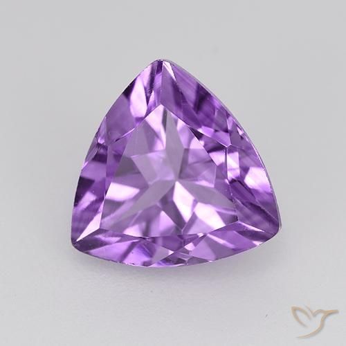 1.64 ct Violet Amethyst Stone, Natural Amethyst in Trillion Facet Shape for Sale