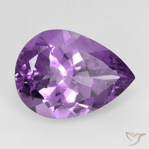 7.02 ct Violet Amethyst Stone, Natural Amethyst in Pear Facet Shape for Sale