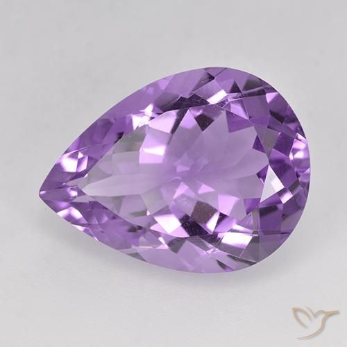 6.86 ct Violet Amethyst Stone, Natural Amethyst in Pear Facet Shape for Sale