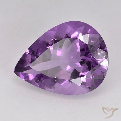 5.67 ct Violet Amethyst Stone, Natural Amethyst in Pear Facet Shape for Sale