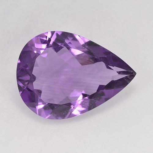 Medium Purplish Violet Amethyst Edelstein - 7.6ct Birnen Schliff (ID: 526022)