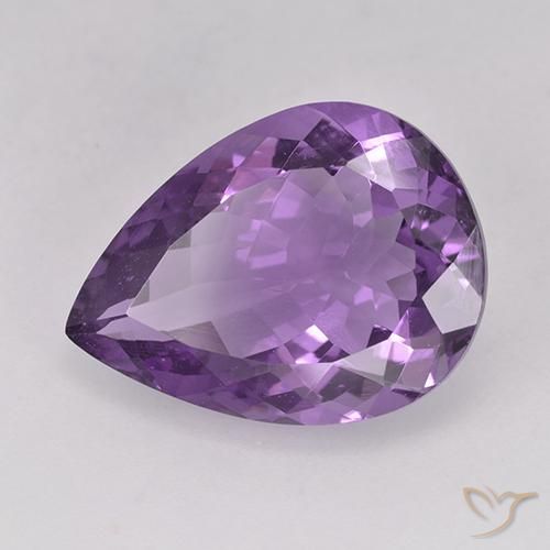 6.43 ct Violet Amethyst Stone, Natural Amethyst in Pear Facet Shape for Sale