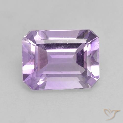 2.06ct Natural Light Pinkish Violet Amethyst, Emerald Cut, VS